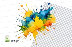 Colorful paint splatter clipart png Product Image 1