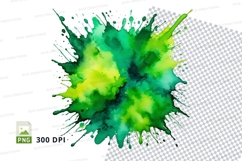 Green and yellow splash clipart png Product Image 1