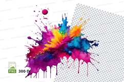 Colorful paint splatter clipart png Product Image 1