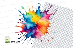 Colorful paint splatter clipart png Product Image 1
