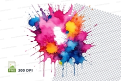 Colorful paint splatter clipart png Product Image 1