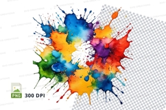 Colorful paint splatter clipart png Product Image 1