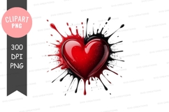 Blood splatter heart clipart png Product Image 1