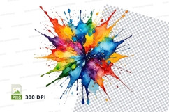 Colorful paint splash clipart png Product Image 1