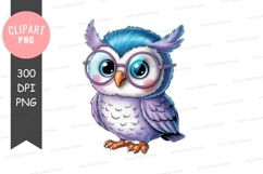 Whimsical owl with glasses clipart png Product Image 1
