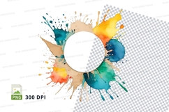 Colorful paint splatter with white circle Product Image 1