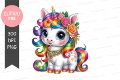 Colorful unicorn clipart png Product Image 1