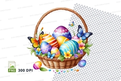 Easter basket with decorated eggs and butterflies Product Image 1