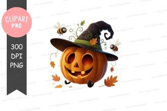 Whimsical halloween pumpkin clipart png Product Image 1