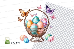 Easter basket with colorful eggs and butterflies Product Image 1