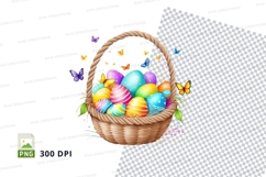 Easter basket with decorated eggs and butterflies Product Image 1