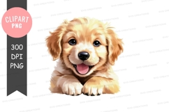 Happy golden retriever puppy clipart png Product Image 1