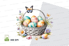 Easter basket with decorated eggs and butterflies Product Image 1