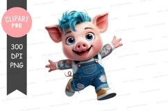 Cool cartoon pig clipart png Product Image 1