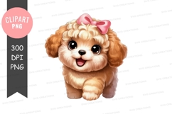 Cute puppy with pink bow clipart png Product Image 1