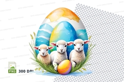 Easter lambs with colored eggs Product Image 1