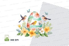 Springtime easter egg with birds and flowers Product Image 1