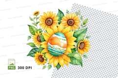 Sunflower and easter egg illustration Product Image 1