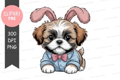 Cute puppy with bunny ears clipart png Product Image 1