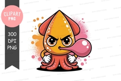 Angry cartoon octopus clipart png Product Image 1