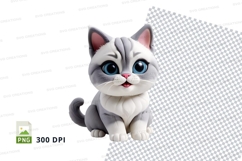 Cute gray kitten clipart Product Image 1