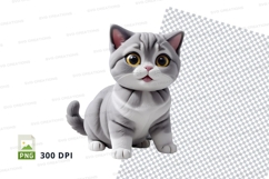 Adorable gray kitten clipart Product Image 1
