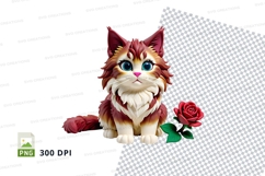 Adorable cartoon cat with rose Product Image 1