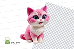 Pink and white cartoon cat Product Image 1