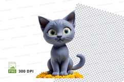 Cartoon gray cat on flowers Product Image 1