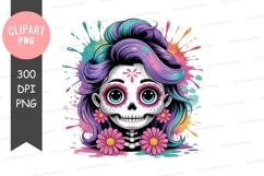 Colorful sugar skull clipart png Product Image 1