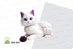 White cat with purple accents Product Image 1