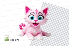 Pink cartoon cat clipart Product Image 1
