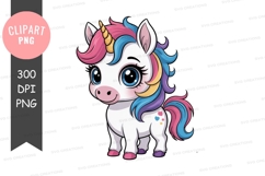 Cute cartoon unicorn clipart png Product Image 1