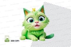 Cartoon green cat clipart Product Image 1