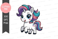 Cute cartoon unicorn clipart png Product Image 1