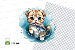 Playful kitten in water Product Image 1