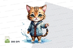 Adventurous kitten in raincoat Product Image 1