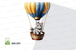 Adventurous cat in hot air balloon Product Image 1