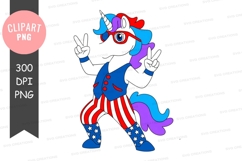 Patriotic unicorn clipart png Product Image 1