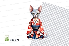 Elegant cat in kimono Product Image 1