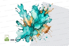 Abstract turquoise and gold paint splatter Product Image 1