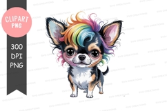 Chihuahua with rainbow hair clipart png Product Image 1