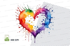 Rainbow heart clipart Product Image 1
