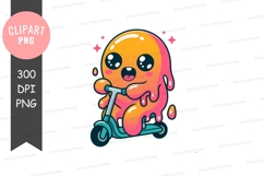Cute cartoon dog riding scooter clipart png Product Image 1