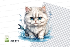 Playful kitten in water Product Image 1