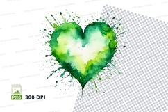 Green watercolor heart Product Image 1