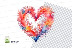 Watercolor coral heart Product Image 1