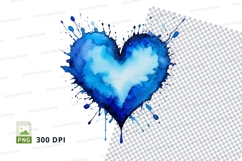 Blue watercolor heart Product Image 1
