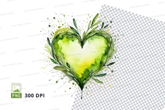 Green heart with leaves clipart Product Image 1