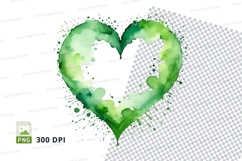Green watercolor heart Product Image 1
